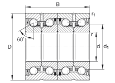 推力角接觸球軸承 ZKLN3062-2RS-2AP, 配對(duì)，雙向，兩側(cè)唇密封