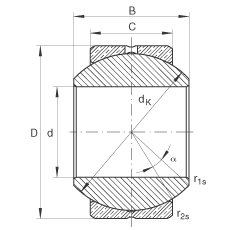 關(guān)節(jié)軸承 GE5-PB, 根據(jù) DIN ISO 12 240-1 標(biāo)準(zhǔn)，尺寸系列 K，需維護(hù)