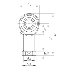 桿端軸承 GIKR14-PB, 根據(jù) DIN ISO 12 240-4 標(biāo)準(zhǔn)，帶右旋內(nèi)螺紋，需維護(hù)