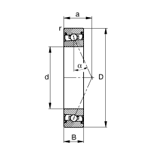 主軸軸承 HSS7007-E-T-P4S, 調節，成對安裝，接觸角 α = 25°，兩側唇密封，非接觸，限制公差