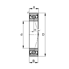 主軸軸承 HCS7012-C-T-P4S, 調節，成對安裝，接觸角 α = 15°，兩側唇密封，非接觸，限制公差