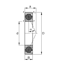 主軸軸承 HCB71922-E-T-P4S, 調節，成對或單元安裝，接觸角 α = 25°，陶瓷球，限制公差