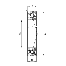 主軸軸承 HS71921-C-T-P4S, 調節，成對安裝，接觸角 α = 15°，限制公差