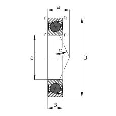 主軸軸承 HCB71917-E-2RSD-T-P4S, 調節，成對或單元安裝，接觸角 α = 25°，陶瓷球，兩側唇密封，非接觸，限制公差