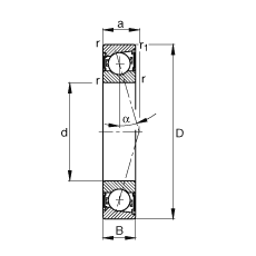 主軸軸承 B7000-C-2RSD-T-P4S, 調(diào)節(jié)，成對安裝，接觸角 α = 15°，兩側(cè)唇密封，非接觸，加嚴公差