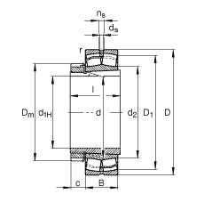 調心滾子軸承 21307-E1-K-TVPB + H307, 根據 DIN 635-2 標準的主要尺寸, 帶錐孔和緊定套